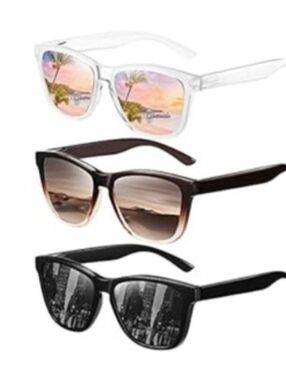 2 Pack Fashion Polarized Sunglasses Set - Clear & Black Frames
